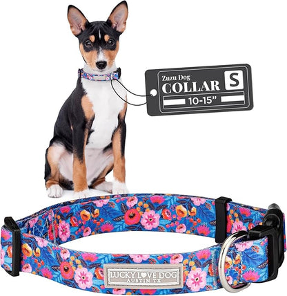Lucky Love Dog - Adjustable Dog Collar with Easy Click Buckle for Small Dogs, Durable, & Comfortable Collar for Male & Female Dogs, Pet Collar for Puppies & Adult Dogs - Zuzu, Small