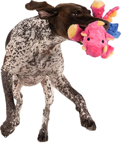 goDog Bubble Plush Dragons Squeaky Dog Toy, Chew Guard Technology - Coral, Large