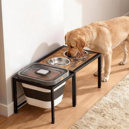 Elevated Dog Bowls with Storage Container ，Raised Dog Bowls for Large Dogs，15-18 lb Airtight Dog Food Storage Container, Adjustable Height Feeding Station