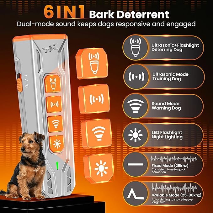 Dog Bark Deterrent Device with Dog Training Clicker – Ultrasonic Anti Barking Device for Dogs, Portable Dog Bark Stopper for Training & Behavior Control, Safe for Own or Neighbor’s Dog