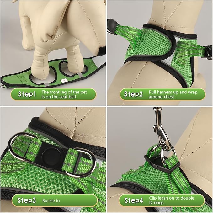 YIMEIS Dog Harness and Leash Set, No Pull Soft Mesh Pet Harness, Reflective Adjustable Puppy Vest for Small Medium Large Dogs, Cats (Grass Green, X-Small (Pack of 1)