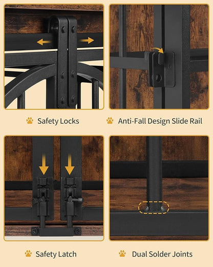 Hzuaneri 37.4" Dog Crate Furniture with Wheels, Wooden Pet Cage Indoor with Barn Door, L Dog Kennel Heavy Duty, Decorative Pet Crate for Small/Medium Dogs, End Table TV Stand, Rustic Brown DFC86201B