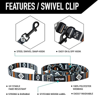Wolfgang Heavy Duty Dog Leash, Pull-Tested to Over 800 lbs for Walking & Training, NewMoon Print, Small