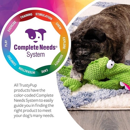 TrustyPup Tough 'N Fun Checker Gator Squeaky Plush Dog Toy, Chew Guard Technology - Green, Large (71147)