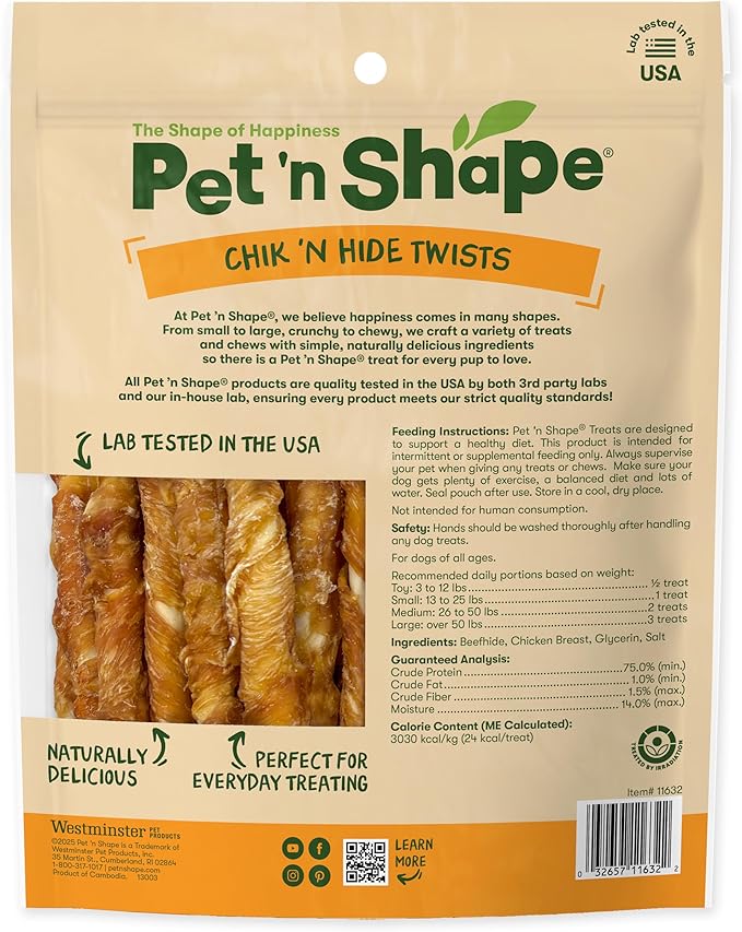 Pet 'n Shape Hide Twists – Chicken Wrapped Rawhide Dog Treats - Small Twist - 2 Pounds