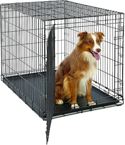 MidWest Homes for Pets 42-Inch LifeStages Crate for Large Breeds, 71-90 lbs, Single Door Folding Dog Crate with Divider Panel, Leak-Proof Tray & Secure Latch, Heavy-Duty & Easy to Assemble
