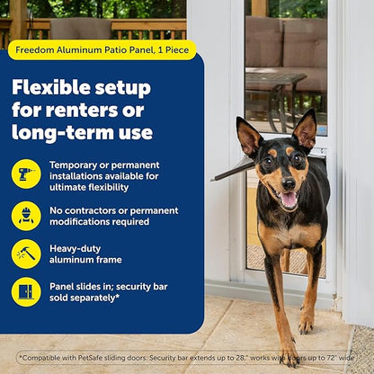 PetSafe Sliding Glass Pet Door - No-Cut DIY Install Doggy Door for Renters - Aluminum Frame - Adjustable Height 91 7/16" to 96" - Ideal for Medium Dogs Up to 40 lb - White