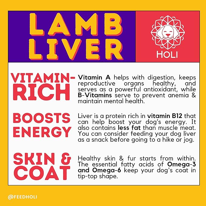 HOLI Freeze Dried Lamb Liver Dog Treats – Single Ingredient Freeze-Dried Dog Treats – Dried Lamb Liver Dog Treats Made in USA – Healthy Liver Treats for Dogs & Diabetic Dog Treat-Friendly - 4oz