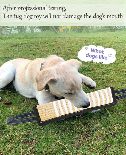 Clysoru Squeaky Tug Toy for Dogs Jute with 2 Strong Handles Lasting Training Equipment Puppy to Large Dog Interactive Toys of War Pull Indestructible Rope Pet Crinkle Teething (Black)