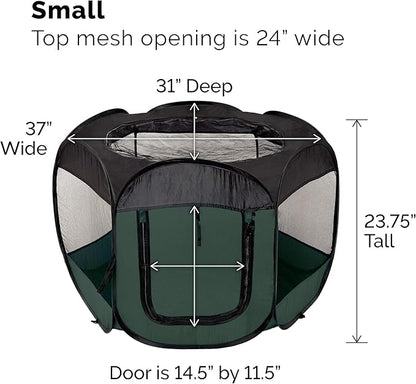 Furhaven Portable Dog Playpen Cat Tent, Pet playground,Kennel foldable indoor outdoor zippered puppy crate - Hunter Green, Small
