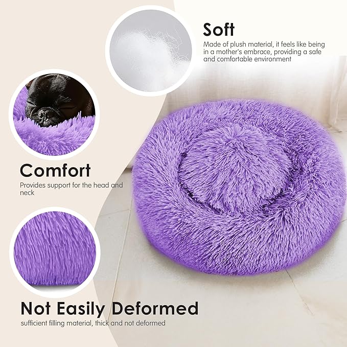 Extra Large Dog Beds, 36 Inch Human Dog Anxiety Relief Comfort Bed, Indestructible & Chew Proof Pet Beds (Purple)
