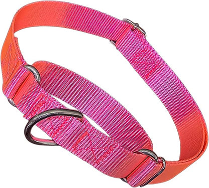Martingale Dog Collar, Escape Proof Dog Choke Collar No Pull Cinch Dog Training Collars Adjustable for Small Medium Large Breed Pet Dogs, Hot Pink L