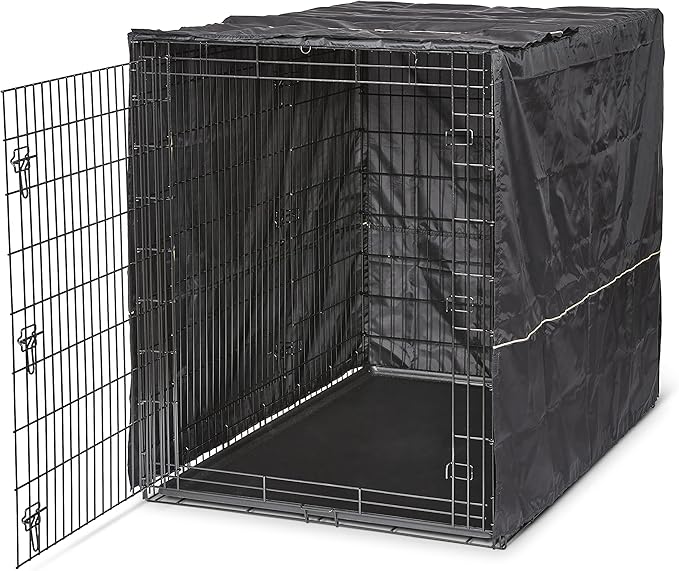 MidWest Homes for Pets XXL Dog Crate Cover, Black Polyester Privacy Kennel Cover Fits Most Giant 54-Inch Crates, Machine Washable, Reduces Barking & Chewing
