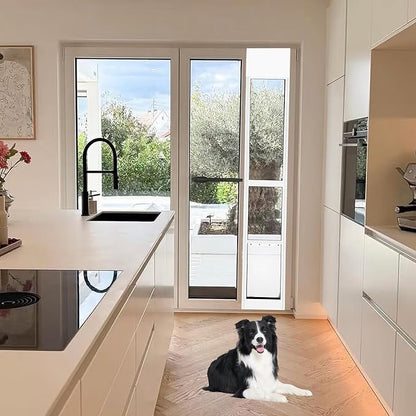 Large Sliding Glass Dog Door Adjustable Height 92.9" to 96.4" Panel with Rotating Screws Suitable for Raised Sliding Glass Door Ideal for Pet Owners