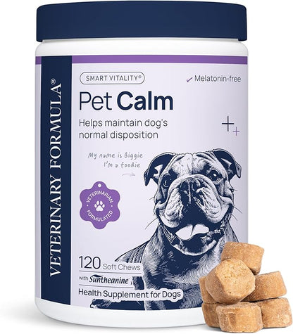Veterinary Formula Pet Calm 120ct – Vet-Formulated Calming Chews for Dogs with L-Theanine, L-Tryptophan for Behavior Support, Relaxation Treats, Puppy Chews for Stressful Situations, Dog Calming Aid