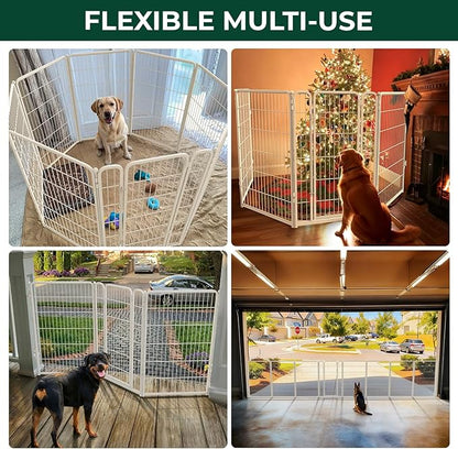 FXW Dog Gate Extra Wide Designed for Indoor Use, Adjustable Width Up to 111-inch Wide (45" H 4 Wire Panels for Large Dogs), White