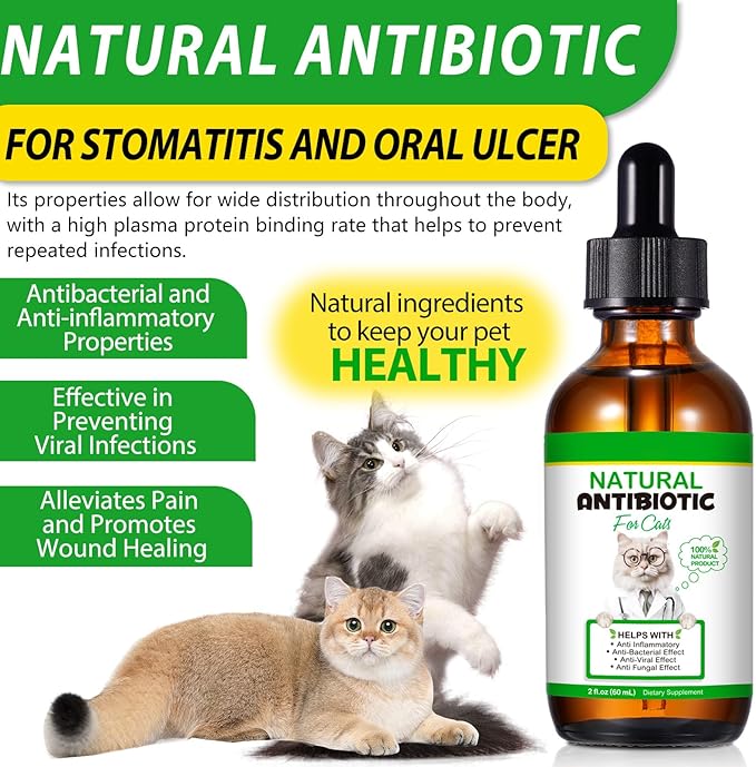 NenMaoKeNu 2 Pack Antibiotics for Cats, Premium Cat Antibiotics Supplement, Cats Multivitamin, Natural Antibiotic for Cats, Cat Antibiotic, Cat Antibiotics Supports Immune & Cats Allergy Relief