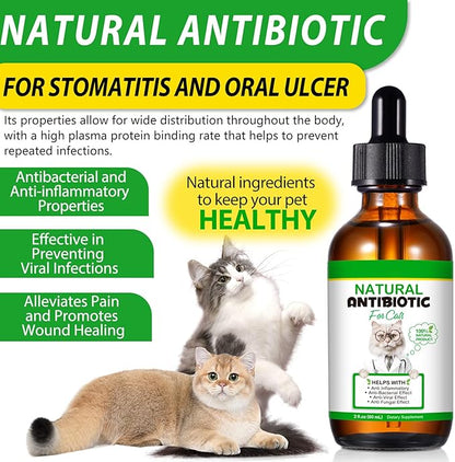 NenMaoKeNu 2 Pack Antibiotics for Cats, Premium Cat Antibiotics Supplement, Cats Multivitamin, Natural Antibiotic for Cats, Cat Antibiotic, Cat Antibiotics Supports Immune & Cats Allergy Relief