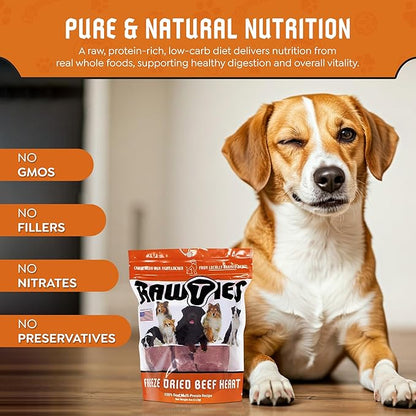 Premium Freeze-Dried Raw Beef Heart for Dogs – 100% USA-Sourced Raw Meat Dog Food – Grain-Free, No Fillers, High Protein Nutrition for Small & Large Breeds