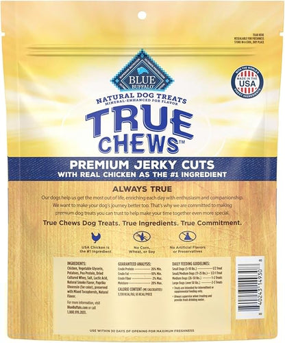 Blue Buffalo True Chews Premium Jerky Cuts Dog Treats, Made in the USA with Natural Ingredients, Chicken, 12-oz Bag