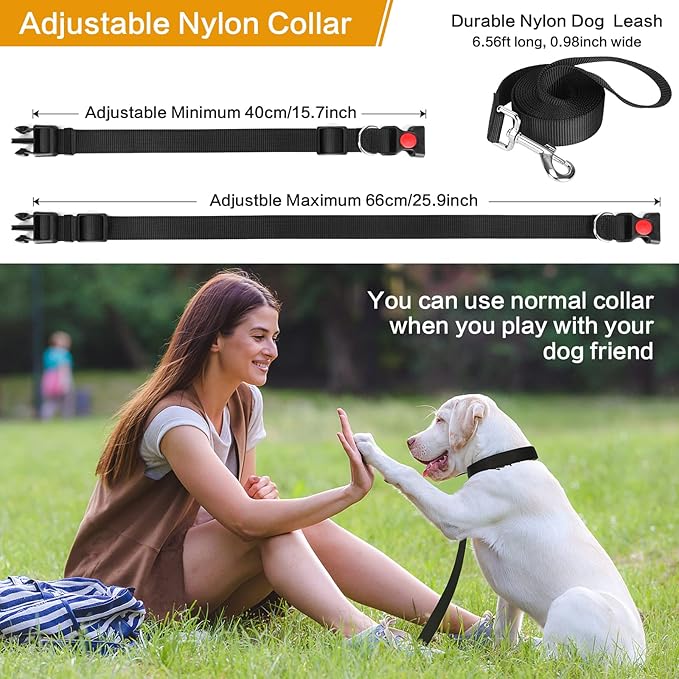 Prong Training Collar with Comfort Tips and Quick Release Snap Buckle - Dog Choke Pinch Collar with Nylon Cover - Classic Collar and Leash