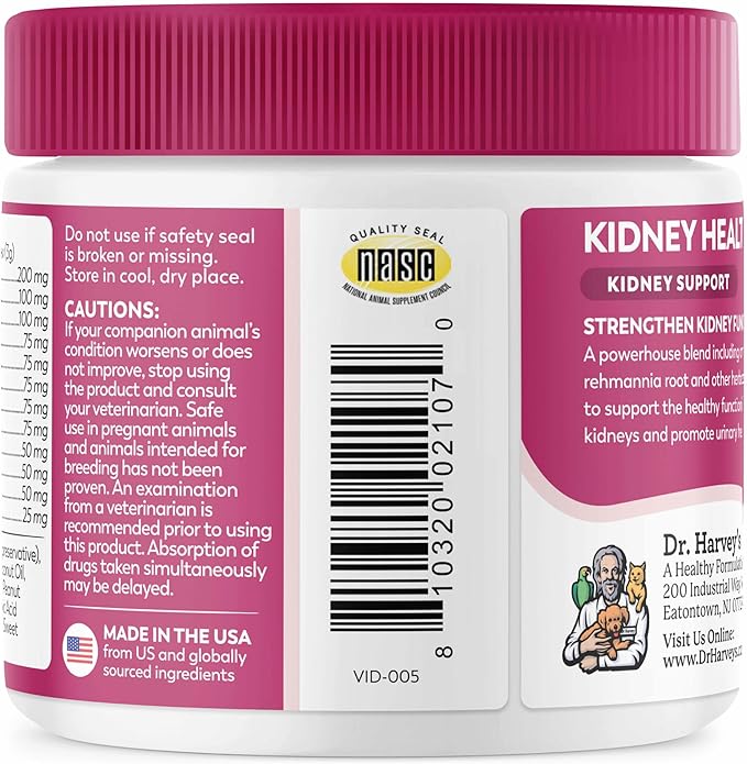 Dr. Harvey’s Kidney Support Soft Chews for Dogs, Renal & Urinary Tract Health Supplement with Turkey Tail Mushroom, 90 Chews