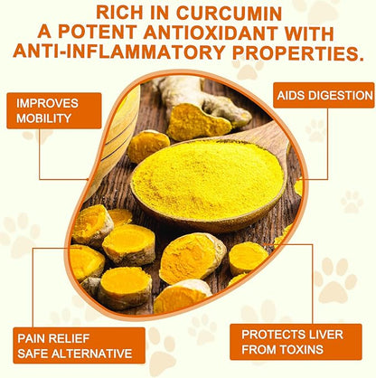 Turmeric for Dogs,180 Chews Dog Turmeric Curcumin Tablets Supports Canine Digestive Heart & Liver Health, Antioxidant, Eliminates Joint Pain Inflammation,Hip and Joint Aid-Duck Flavor