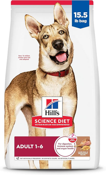 Hill's Science Diet Adult 1-6 Premium Nutrition Dry Dog Food, Lamb & Brown Rice, 15.5 lb. Bag
