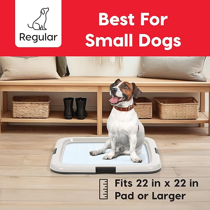 IRIS USA Pee Pad Holder for Dogs and Puppies, Potty Training Tray with Secured Latches, Non-Skid Feet, Leak Protection, Easy Clean Surface, Fits 22"x 22" Puppy Pads Size or Larger, Dark Gray
