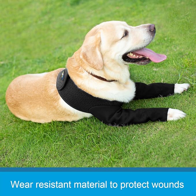 Coodeo Dog Recovery Sleeves, Cone Collar Alternative, Abrasion Resistant Dog Recovery Suit, Washable 2.5mm Thick and Waterproof, Pet Wounds Prevent Licking, Biting (Black, L)