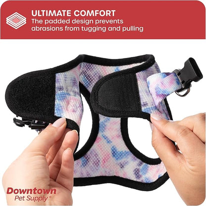 Downtown Pet Supply Step-in Dog Harness – No Pull, Adjustable Padded Mesh with Reflective Trim, Secure Buckle Strap – Comfortable & Breathable Small Dog Harness, Large, Tie Dye