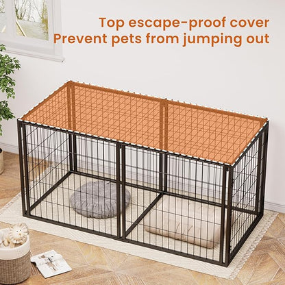 Aoowow Dog Crate for Small Medium Dogs, 63" Dog Kennel Indoor Puppy Dog Playpen with Top, Iron Heavy Duty Dog Cage,Black