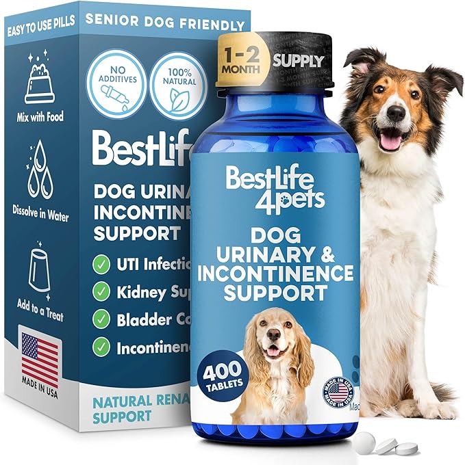 Dog UTI Treatment & Kidney Health Formula – Natural Dog Urinary Tract Supplements to Manage Urine Frequency & Leaks – Bladder Control Support for Urinary Incontinence & Renal Health – 400 Tiny Pills