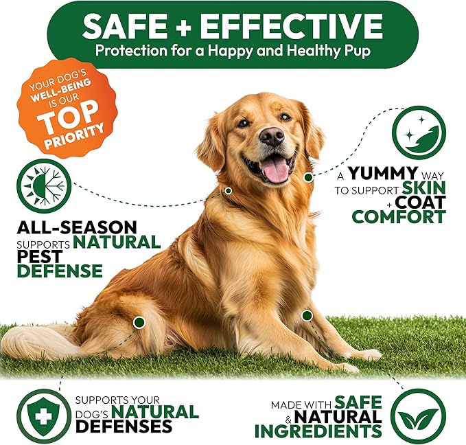 (2 Pack) Flea and Tick Prevention for Dogs Pills - 340 Chews - Natural Dog Flea & Tick Control - Oral Defense Treatment for Dogs Supplement - Vet Formulated - All Breeds & Ages - Made in USA