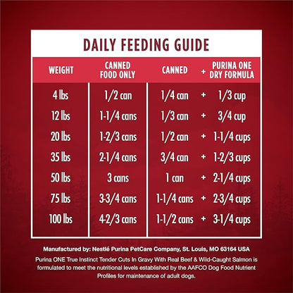 Purina ONE High Protein Wet Dog Food True Instinct Tender Cuts in Dog Food Gravy With Real Beef and Wild-Caught Salmon - (Pack of 12) 13 oz. Cans