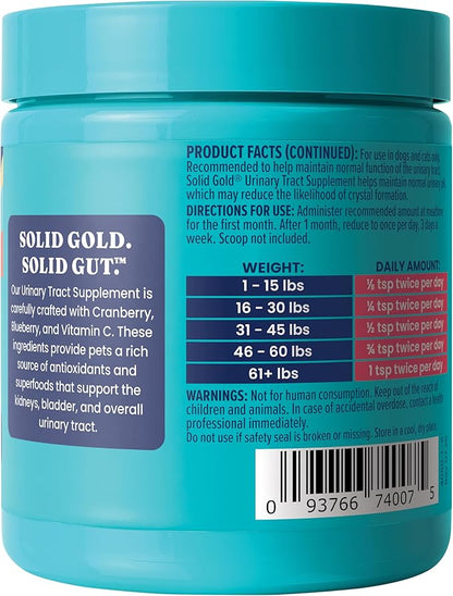 New Solid Gold Cranberry Supplement for Dogs for Urinary Tract Health - UTI + Bladder + Kidney Support for Dogs of All Life Stages w/Antioxidants (3.5 Ounce Powder, Smoked Bacon)
