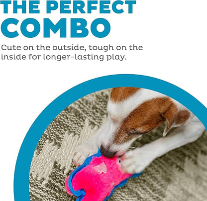 Outward Hound Durablez Minis – Squeaky Plush Dog Toy, No Stuffing for Less Mess, Interactive & Tough, Jumbo Squeaker, Puppies & Small Dogs, Pig, 6.8" (Pack of 2)