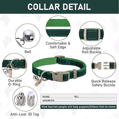 GAMUDA Small Pet Harness Collar and Leash Set, Step in No Chock No Pull Linen Fabric Soft Mesh Dog Vest Harnesses Reflective for Dogs Puppy Cats Kitten Rabbit (Green, S)