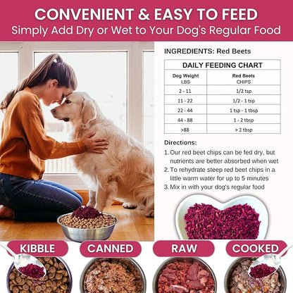 Olewo Original Red Beets for Dogs – Internal Support Dog Food Topper for Skin Sensitivity and Overall Balance, Prebiotic Fiber and Whole Food Nutrients, 1 lb