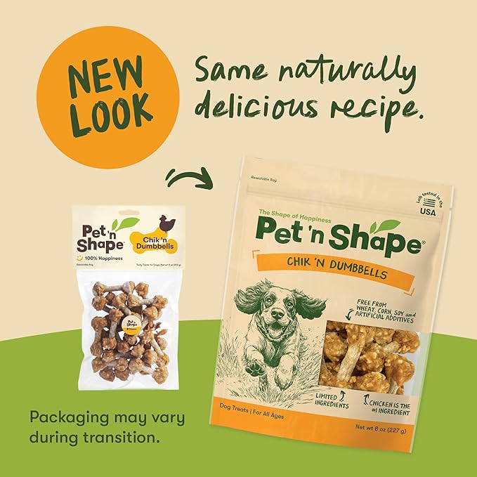 Pet 'n Shape Chik 'n Rice Dumbbells - All Natural Dog Treats, Chicken, 8 oz, 10408