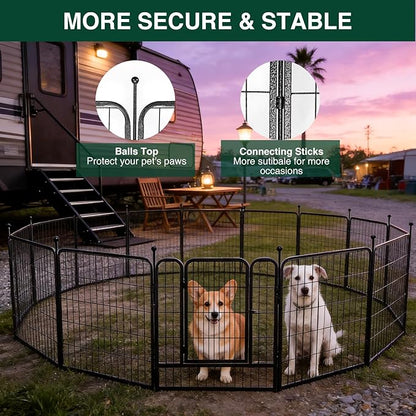 VISCOO Dog Playpen Outdoor, 16 Panels 32" H Dog Pen Indoor, Metal Dog Fence Outdoor, Pet Fence for Large/Medium/Small Dogs, Indoor Puppy Playpen, Foldable Heavy Duty Exercise Pen for RV,Camping,Yard