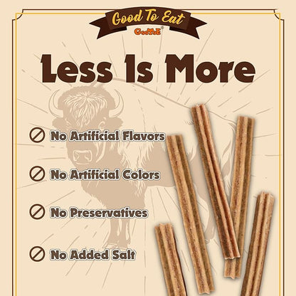 Gootoe Buffalo Dog Treats, Natural Low-Fat Chews for Training & Rewards, Limited Ingredient, Puppy Treats for Medium Dogs, Resealable Bag, Buffalo Bites Stick (Large), 8 oz