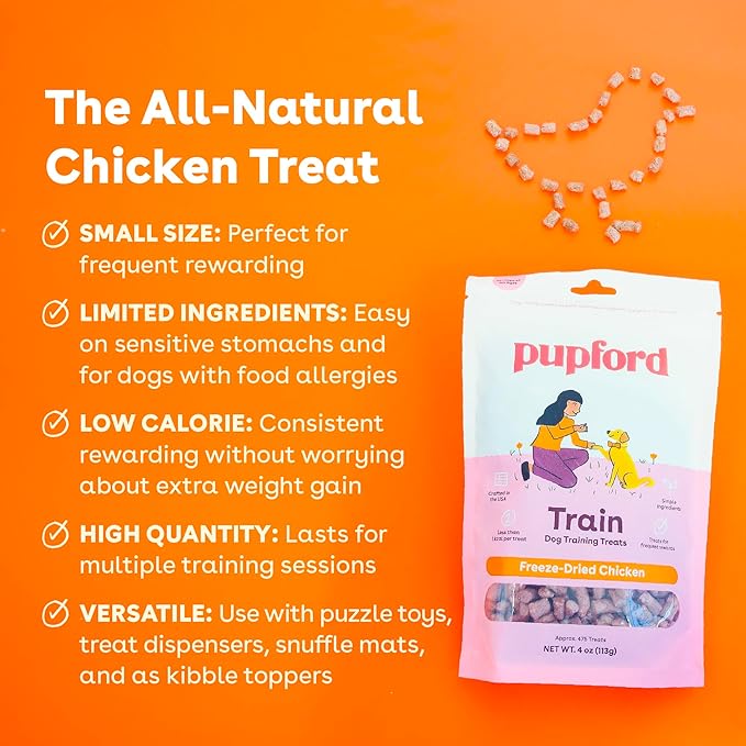 Pupford Freeze Dried Training Treats for Dogs & Puppies, 900+ Two Ingredient Bites (Chicken, 8 oz)