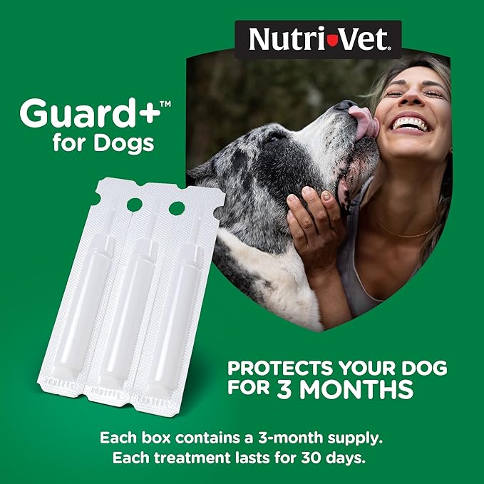 Nutri-Vet Guard+ for Dogs - Flea & Tick Prevention Treatment for Dogs 89-132 lbs. - Waterproof Topical- 90 Days of Protection - 3 Monthly Doses