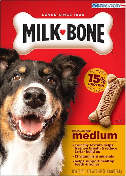 Milk-Bone Original Dog Treats Biscuits for Medium Dogs, 24 Ounces (Packaging May Vary)