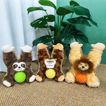 Brown Orangutan Plush Spiky Squeaky Dog Toy for Chewers Puppy Teething Chew Toy Cute Soft Funny Durable Stuffed Animal Interactive Tough Dog Toy for Small Medium Large Dogs Toy Gift 22cm/8.66in