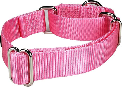 Mikivery Martingale Dog Collar Nylon Adjustable and Safety Training Colourful Comfortable Metal Buckle Pet Collars for Small Medium and Large Dogs(BabyPink,M)