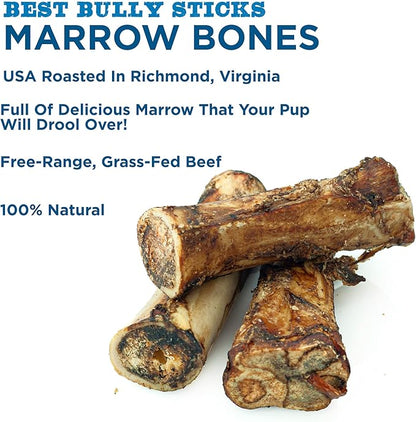 Best Bully Sticks Marrow Bones for Dogs - 8 Count (Pack of 1) - USA Packed, Healthy Snack, Grass-Fed Beef, Long-Lasting - Large Breeds