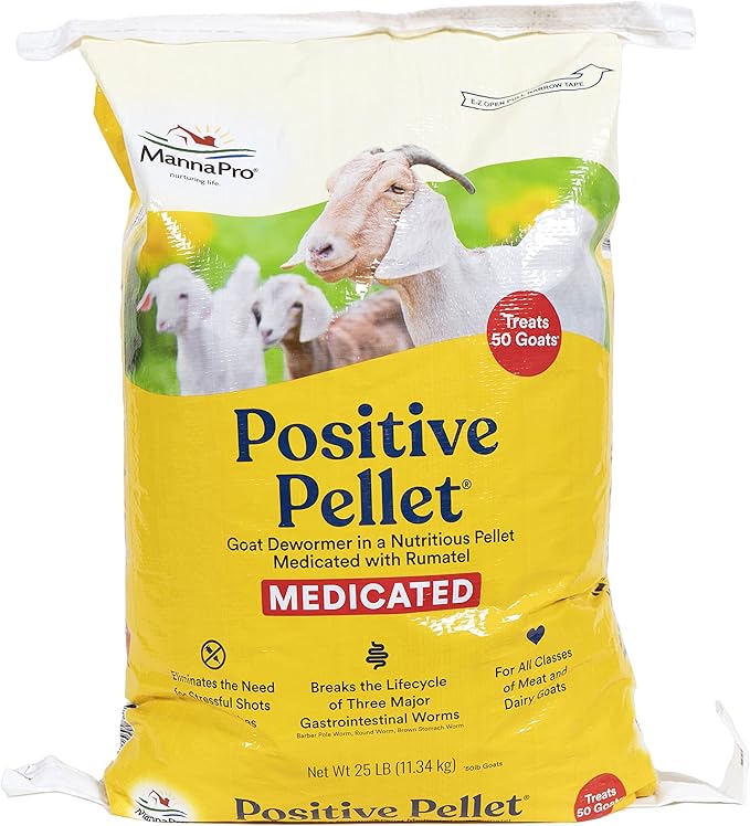 Manna Pro Positive Pellet Medicated Goat Dewormer, 25-Pounds