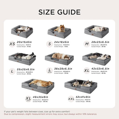 Bedsure Orthopedic Dog Bed Medium Size Dogs - Washable Medium Dog Cat Bed Waterproof, Comfort Pet Couch Sofa with Washable Removable Cover, Pets Bed with Nonskid Bottom, Ivory, 28"